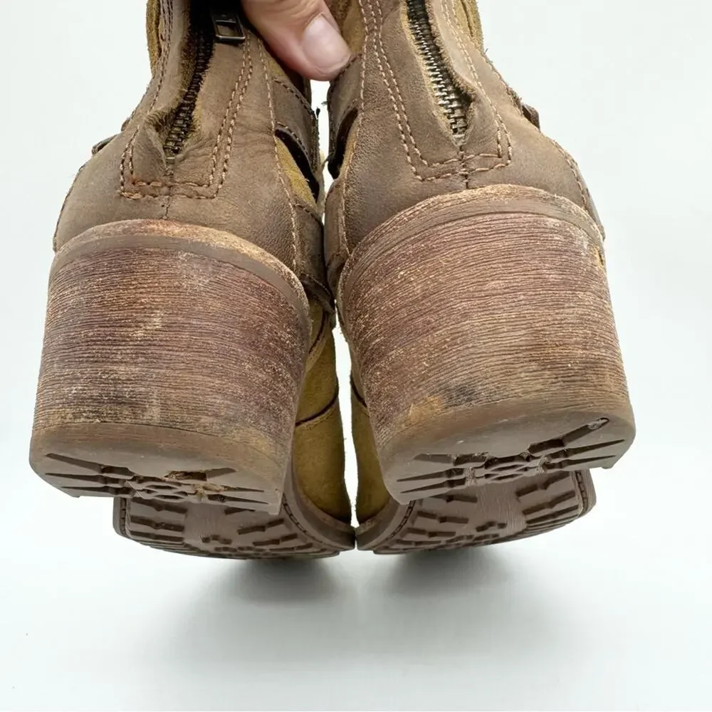 UGG Patsy Heeled Buckle Moto Boho Ankle Booties In Chestnut Brown‎ Size 6 Office